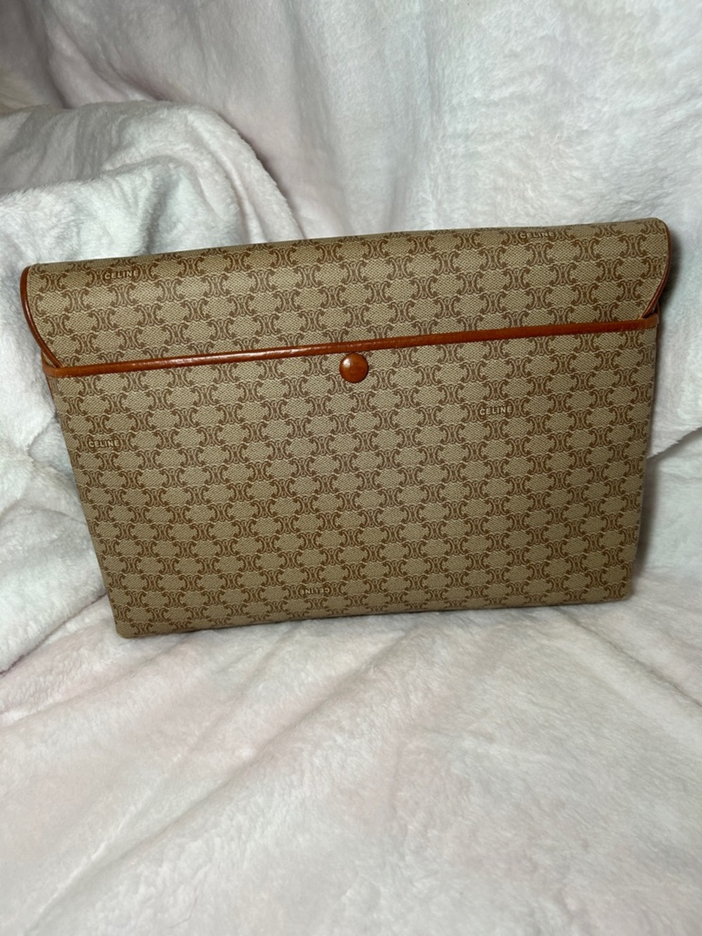 345. Vintage CELINE Macadam PVC and leather beige shoulder bag w/coa - Picture 3 of 14